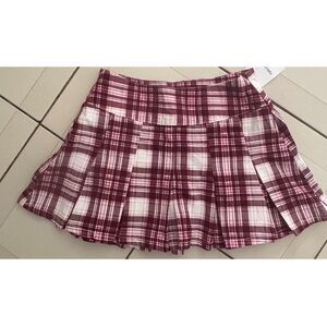 Forever 21 Burgundy and White Plaid Mini Skirt